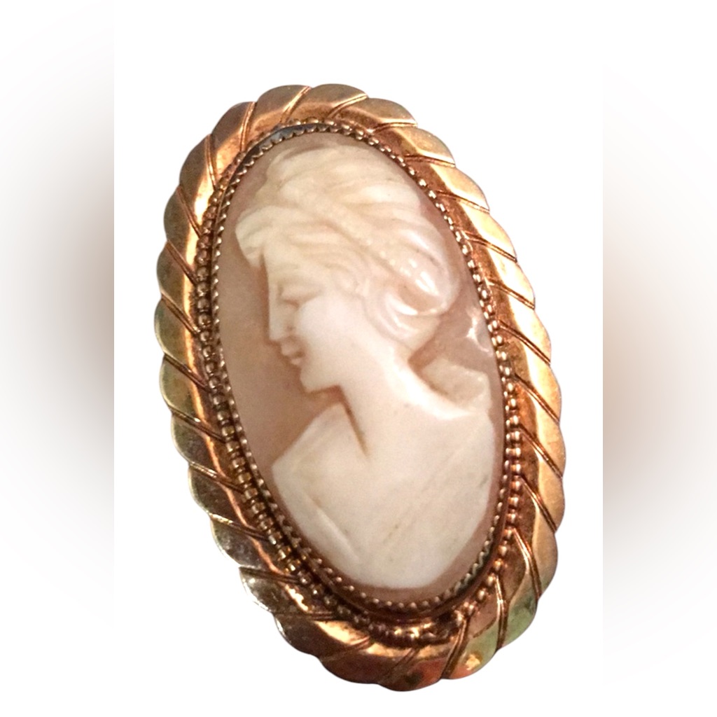 Vintage 12k Gf Shell Cameo Catamore Italy